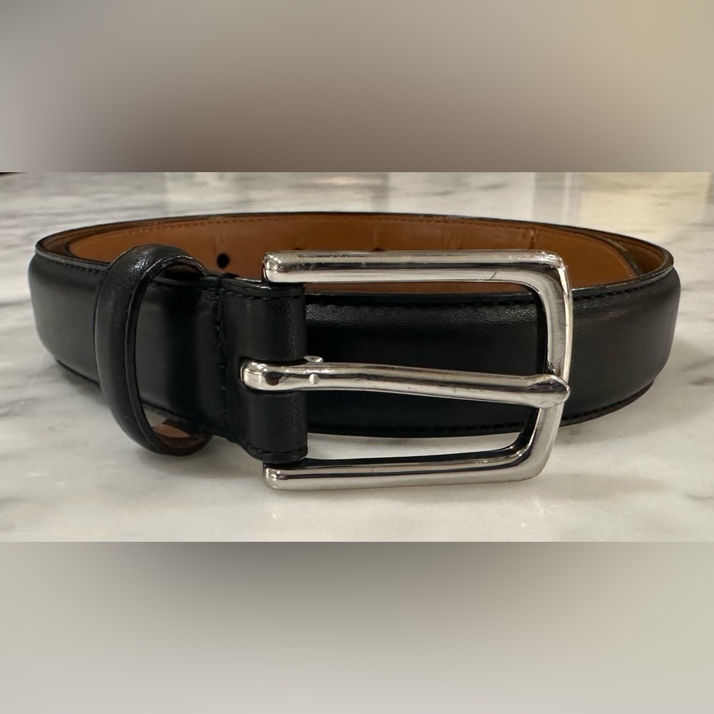 Polo Ralph Lauren Black Leather Belt with silver buckle - size 26 waist